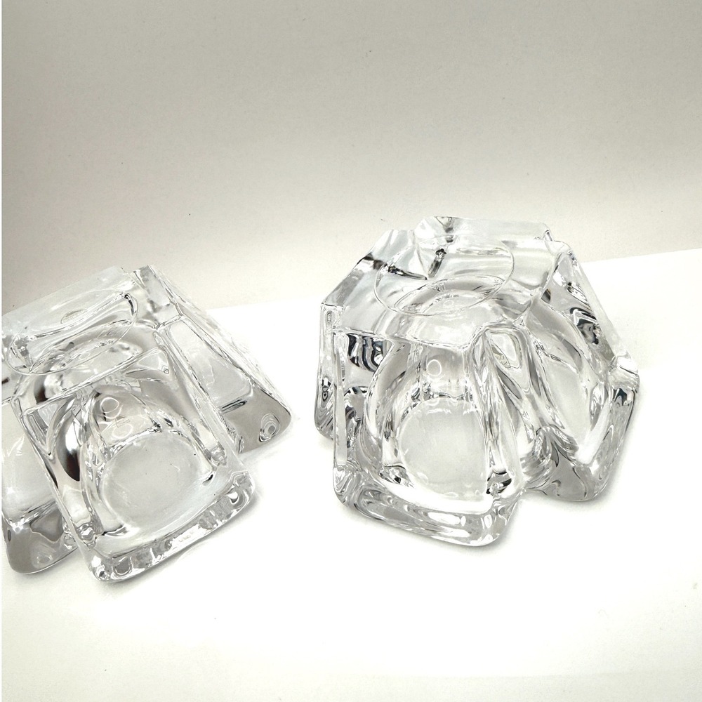 Vintage Orrefors Max Crystal Cross Votive Tealight Holders Pair Anna Ehrner - Picture 7 of 16